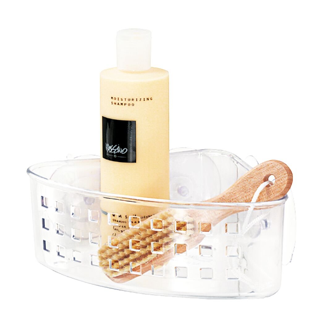 Room Essentials Medium Power Lock Suction Basket Bathroom Caddy Clear A350  for sale online