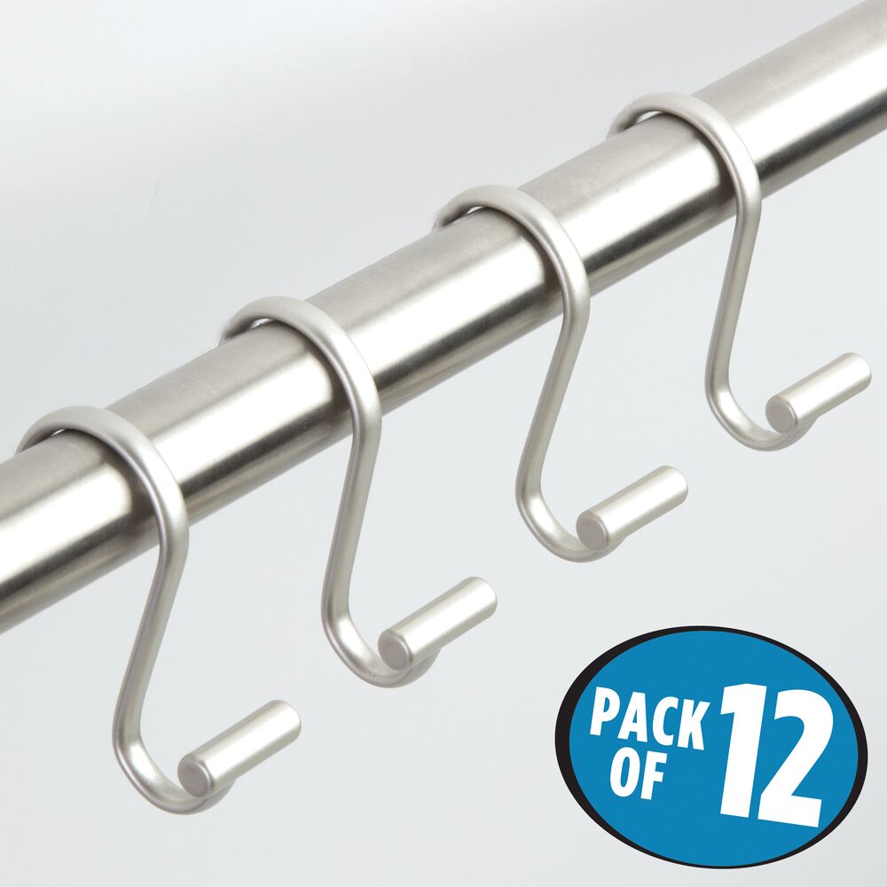 Metal T-Bar Shower Curtain Hooks Rust Resistant, Set of 12, Satin – iDesign