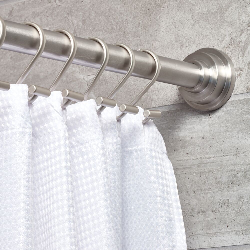 Metal T-Bar Shower Curtain Hooks Rust Resistant, Set of 12, Satin – iDesign
