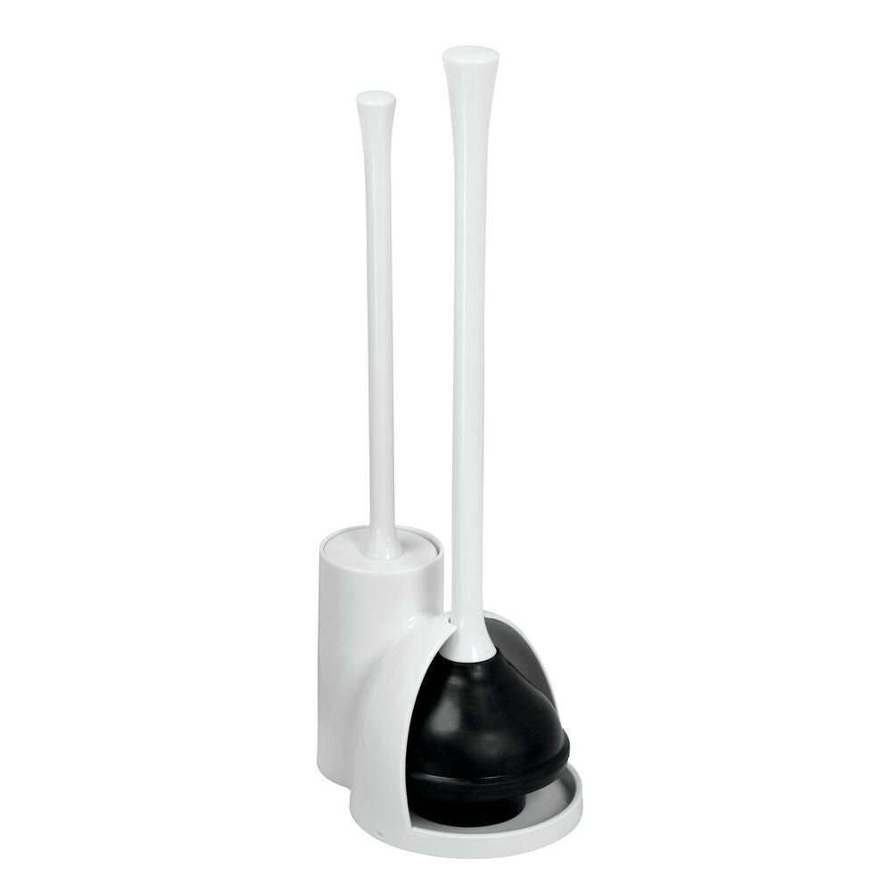 iDesign Una Slim Toilet Brush & Plunger in White - iDesign-Bowl Brush