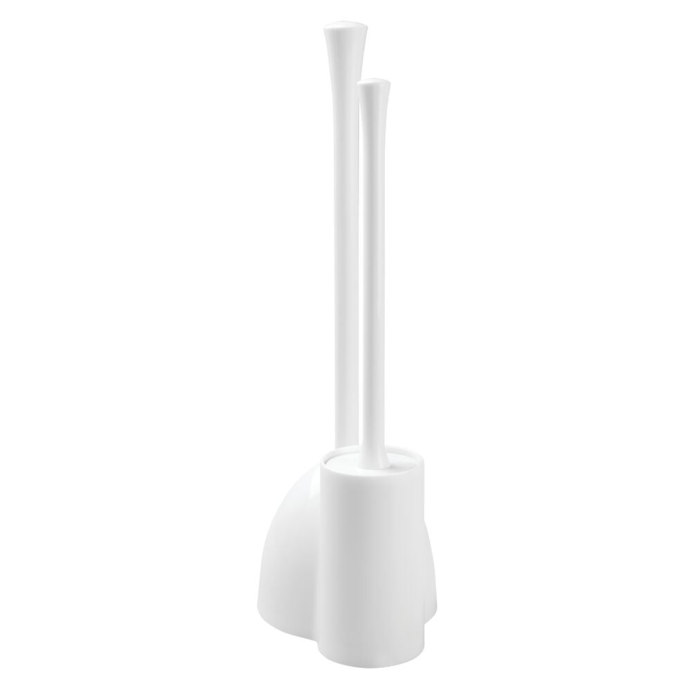 Una Plastic Toilet Bowl Brush and Plunger Combo Set, White – iDesign