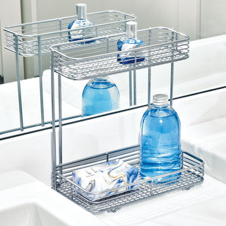 iDesign Vienna 2-Tier Rectangular Shelf in Silver - iDesign-Vanity/Cosmetic Organizer