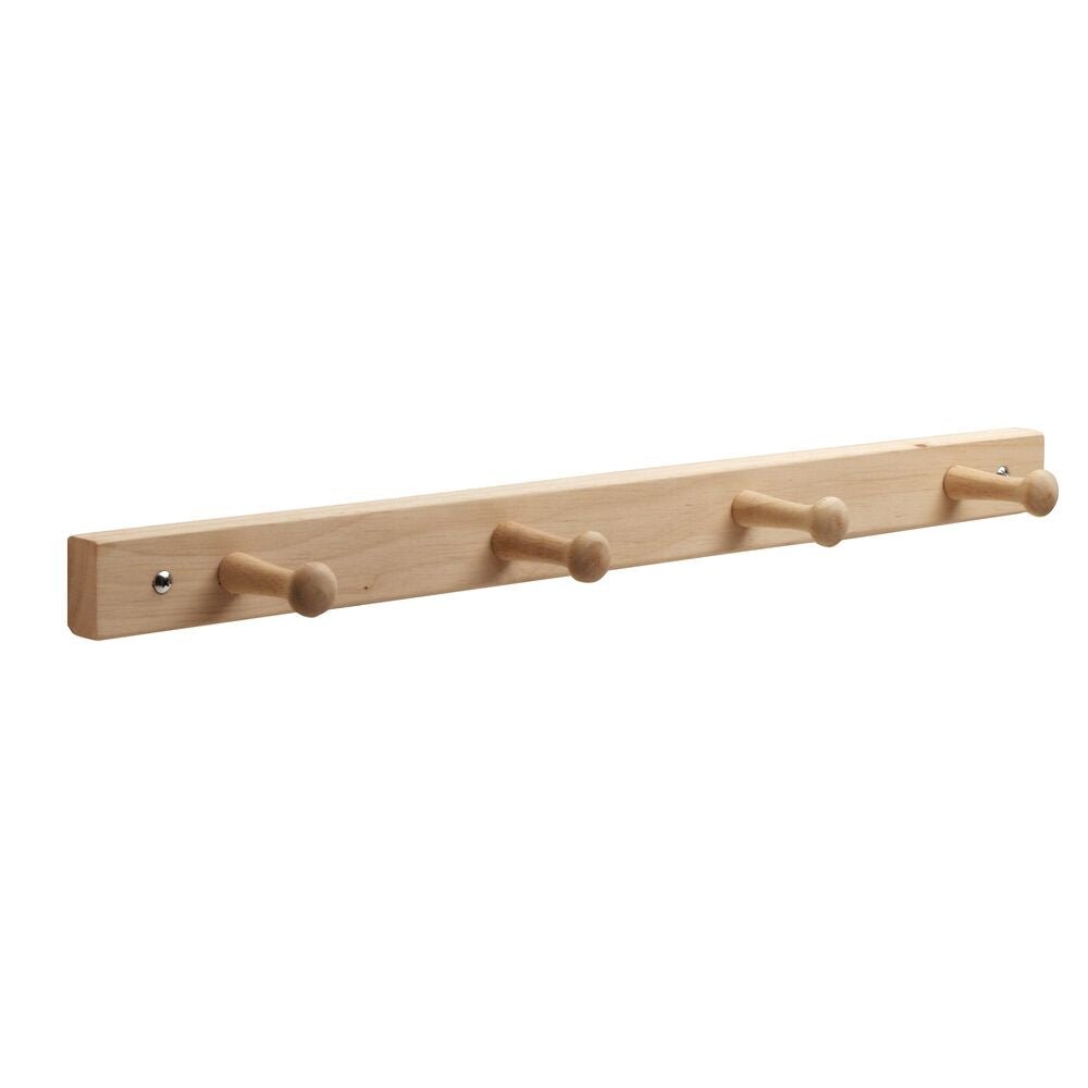 InterDesign 4-Peg Nat Wood Rack, Natural Lacquer, 21.5 L x 1.5 W